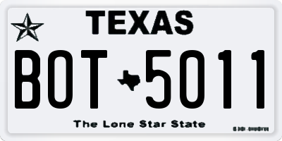 TX license plate BOT5011