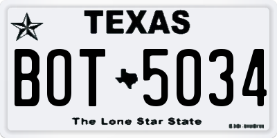 TX license plate BOT5034