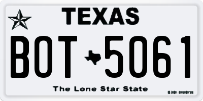 TX license plate BOT5061