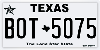 TX license plate BOT5075
