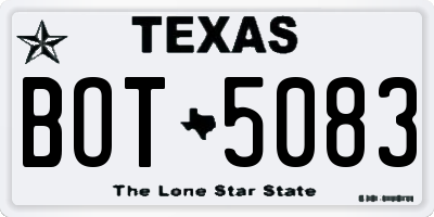 TX license plate BOT5083
