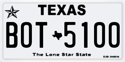 TX license plate BOT5100