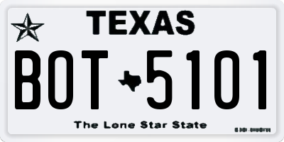 TX license plate BOT5101