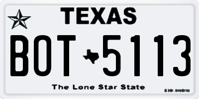 TX license plate BOT5113