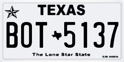 TX license plate BOT5137
