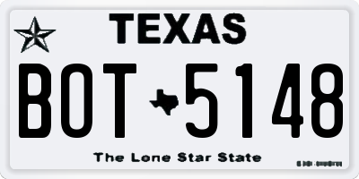 TX license plate BOT5148