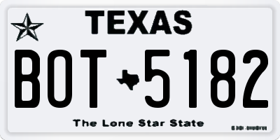TX license plate BOT5182