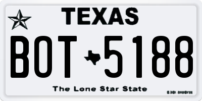 TX license plate BOT5188