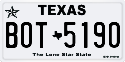 TX license plate BOT5190