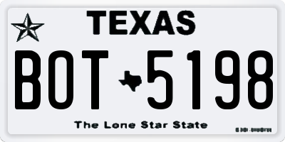 TX license plate BOT5198