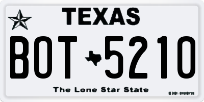 TX license plate BOT5210