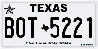 TX license plate BOT5221
