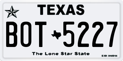 TX license plate BOT5227