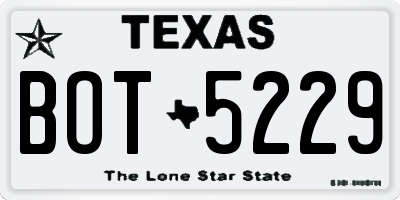 TX license plate BOT5229