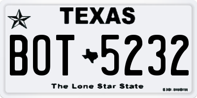 TX license plate BOT5232