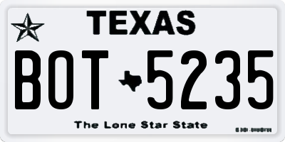 TX license plate BOT5235