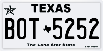 TX license plate BOT5252