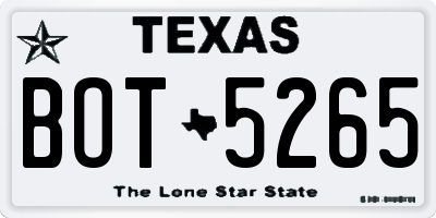 TX license plate BOT5265