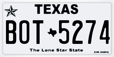 TX license plate BOT5274