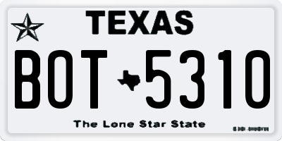 TX license plate BOT5310