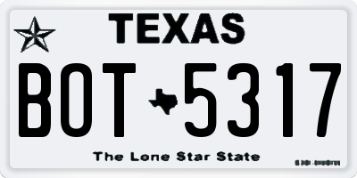 TX license plate BOT5317