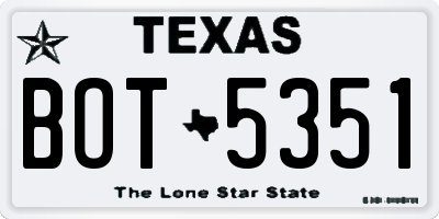 TX license plate BOT5351