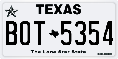 TX license plate BOT5354