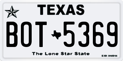 TX license plate BOT5369