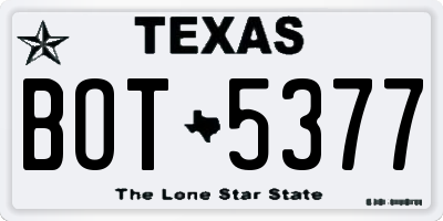 TX license plate BOT5377