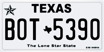 TX license plate BOT5390