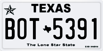 TX license plate BOT5391
