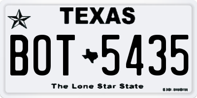 TX license plate BOT5435