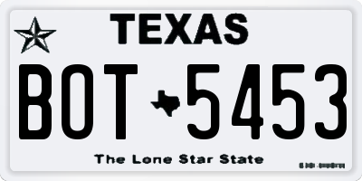 TX license plate BOT5453
