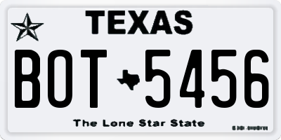 TX license plate BOT5456