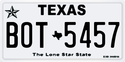 TX license plate BOT5457