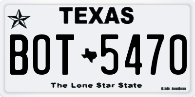 TX license plate BOT5470