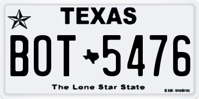 TX license plate BOT5476