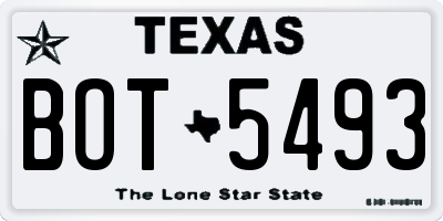 TX license plate BOT5493