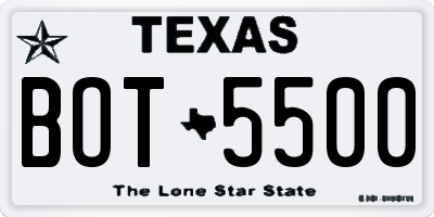 TX license plate BOT5500