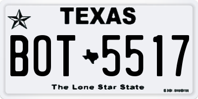 TX license plate BOT5517