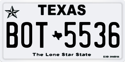TX license plate BOT5536
