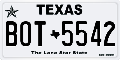 TX license plate BOT5542