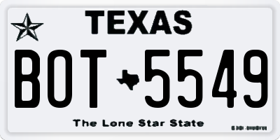 TX license plate BOT5549