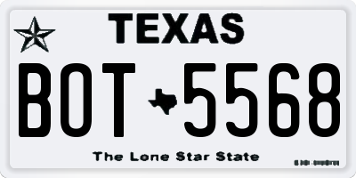 TX license plate BOT5568