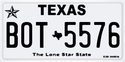 TX license plate BOT5576