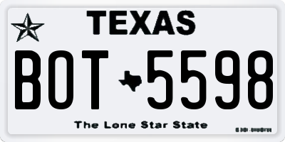 TX license plate BOT5598