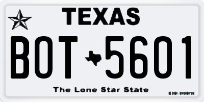 TX license plate BOT5601
