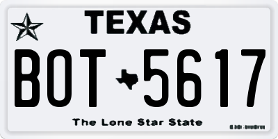 TX license plate BOT5617
