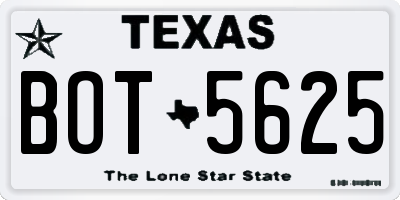 TX license plate BOT5625