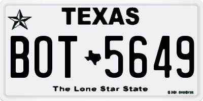 TX license plate BOT5649